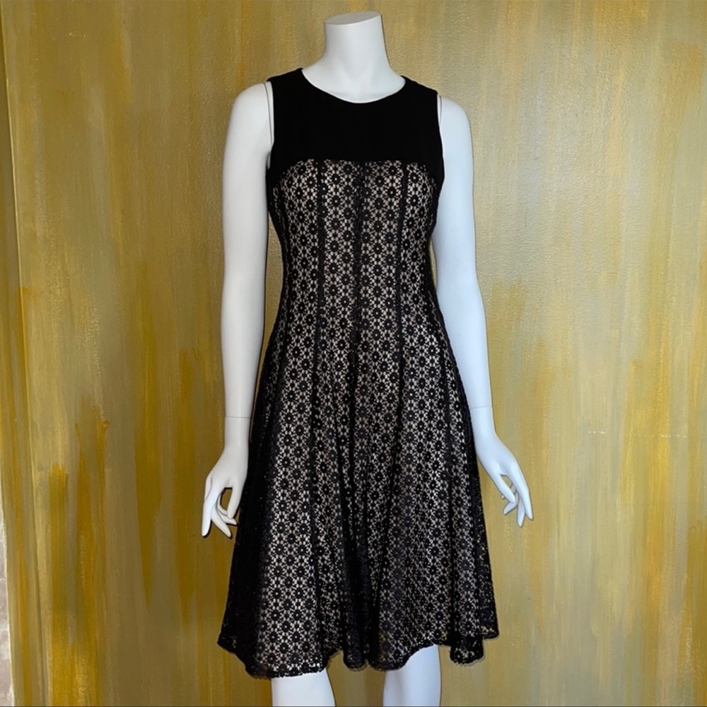 NWOT Anne Klein Black Lace Overlay Sleeveless Dress 2